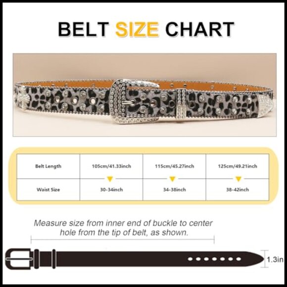Rhinestone Cross Leopard Belt with Studded Design main image 4